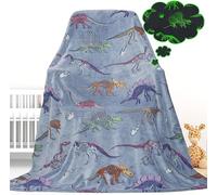 Gdindff Glow in the Dark Dinosaur Fleece Blanket for Teens Adults, 60"x80"