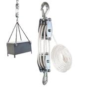 Gdiojnfg Block And Tackle, Rope Pulley System, Rope Hoist Pulley System, Heavy Duty Rope Hoist, Block And Tackle, 2200lbs Breaking Strength Pulley, 6:1 Lifting Power Pulley System For Animal Husbandry