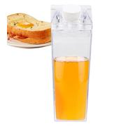 Gdiojnfg Clear Milk Carton Container, Portable Square Reusable Milk Bottle, Juice Bottle, Leakproof Carton Shaped Milk Carton Cup for Outdoor Sports, Climbing, Camping