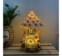 Gdiojnfg Fairy Houses For The Garden, Fairy Garden Statue, Solar Fairy House, Creative Resin Tree House, Mushroom House Decoration Crafts Patios, Walkways, Windowsill, Backyards, And Pathways
