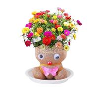Gdiojnfg Growing Grass Head Doll Plant, Grass Heads For Kids To Grow, Doll Head Planter, Desktop Green Plants Bonsai Pots With Tray, Fun & Educational Desktop Plant Ornaments For Bedroom