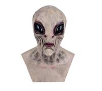 Gdiojnfg Scary Ma-sks For Adults, Realistic Ma-sks Full He-ad, Halloween Latex Ma-sk, Halloween Alien Headwear Masquerade For Costume Props, Halloween Alien Masque, Horror Headgear UFO Props