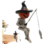 Gdiojnfg Small Skeleton | Fishing Skeleton Figurines - Halloween Statue Outdoor Decor for Fountain Waterfall Yard Lawn Pool Pond Fish Tank Aquarium