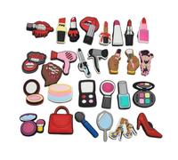 GDJEWLS 15 Pcs Makeup Shoe Charms for Shoes, Wristbands and Bags Decoration | Non-Breakable, Non-Toxic PVC Shoes Charms | Fun Gift for Kids, Girls and Adults