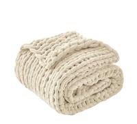 GDJGNUDK Chunky Knit Blanket Throw, Soft Chenille Yarn Throw Blanket, Handmade Thick Cable Knit Crochet Blanket, Chunky Knit Blanket, for Couch Sofa bed home Decor(130 * 160CM)