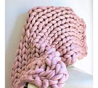 GDJGNUDK Chunky Knitted Blanket, Blanket Knitted Blanket Bedspread Throw Handmade pet Bed Chair Sofa, Arm Knit Blanket Bulky home Decor Gift(Pink,120 * 150cm)