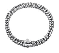 GDJGNUDK Dog Chain Collars, 14mm Width Diamond Cuban Link Dog Collar, Gold Chain Dog Collar With Secure Buckle, Dog Necklace Metal Cat Chain for Medium Large Dogs Cats for Strong Dog(Silver,14in)