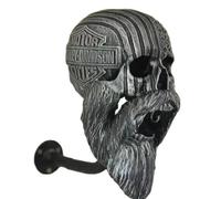 GDJGNUDK Motorcycle Skull Helmet Holder, Wall Skull Head Helmet Holder, Detachable Resin Crafts, Decorative Skull Helmets Rack Helmet Holder for Biker Motorcycle Enthusiast(Silver)