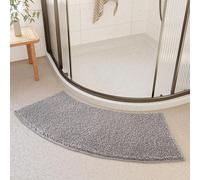 GDJGNUDK Semi-Circular Bath Mat Plush Non Slip Corner Shower Floor Mat Household Strong Water Absorbent Bathroom Rug Machine Washable Bathroom Carpet for Bathroom(Gray)