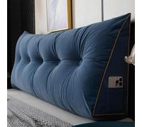 GDJGNUDK Triangular Cushion Reading Cushion Headboard Backrest Headlash Removable Lecture Lumbar Pillow with Bolter Positioning Support for Bedroom Sofa Bed(Blue,120 * 50 * 20cm)