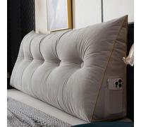 GDJGNUDK Triangular Cushion Reading Cushion Headboard Backrest Headlash Removable Lecture Lumbar Pillow with Bolter Positioning Support for Bedroom Sofa Bed(Gray,200 * 50 * 20cm)