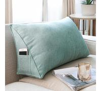 GDJGNUDK Wedge Pillow Headboard Large Lumbar Support Cushion for Headboard Bed Sofa, Triangular Reading Pillow with Removable Cover Soft Rest Reading Pillow Waist Cushion(Light blue,90 * 35 * 20cm)