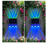 GDJIAYIYI 2 Pack Solar Wall Lights Outdoor, RGB Up and Down Solar Garden Lights with 6 LEDs, Waterproof IP65 for Fence, Patio, Backyard, Wall & Path - Energy Class A++