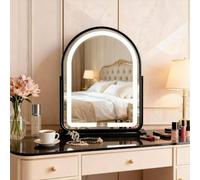 GDJIAYIYI Black Arched Vanity Mirror with LED Lights, Black LED Dressing Table Mirror, Hollywood Makeup Mirror with Lights,Touch Switch Adjustable Brightness, 360° Rotation, 3 Color Light (59 * 42cm)