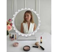 GDJIAYIYI Crystal Mirror,Vanity Mirror With Lights,Light Up Dressing Table Makeup Mirror,LED Crystal Framed&Sunflower shape Design, 3 Color Modes,360° Rotation,∅30cm