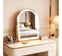 GDJIAYIYI Gold LED Dressing Table Mirror, Arched Hollywood Vanity Mirror With Lights, Light Up Makeup Mirror with 10X Magnification For Dressing Table (Champagne Gold,44 * 32cm)