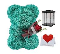 GDJIAYIYI Green RoseTeddy Bear With Gift Box,Rose Flower Bear,Artificial Rose Bear Flowers, for Moms,Valentines Day Gift for Her Birthday Gift for Ladies,Girls,Boys,Boyfriends,Father