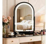 GDJIAYIYI Hollywood Vanity Mirror with LED Lights, Arched Dressing Table Mirror, Touch Dimmable 3 Colour Lighting, 360° Rotation, Countertop Makeup Mirror (Black, 44 * 32cm)