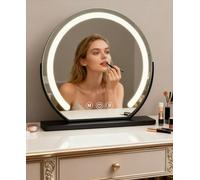GDJIAYIYI Hollywood Vanity Mirror with light, Hollywood Makeup Mirror With Lights Mirror For Dressing Table, 360° Rotation,Smart Touch 3 Colors Dimmable,No installation required (Black,38L x 42W cm)