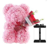 GDJIAYIYI Rose Teddy Bear,Rose flower Bear,Artificial Flower Bear, Bear Flower,Birthday Gift, for Women,Ladies,Girlfriends,Girls, Moms, Grandmothers, Fathers(Pink)