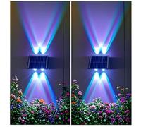 GDJIAYIYI Solar Wall Light Outdoor, Up and Down Lighting Solar Fence Lights, Waterproof and Durable, Super Bright Spotlight, Energy Class A+++ (RGB, 4 LED Lights(1 Pack))