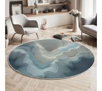 GDJSMIN 150Cm Round Area Rug,Visual Illusion Wavesfloor Rug, Machine Washable Abstract Layering Stylecarpet Floor Mat,Non Slip Soft Circle Carpet For Bedroom Living Room Home Decor,Light Blue
