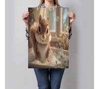 GDJSMIN 3D Animation Style Painting Art,Cute Squirrel Taking A Bath In The Bathtub Poster Canvas Painting For Living Room Wall Art Pictures Home Decorative Frameless (70×100 Cm,Brown)