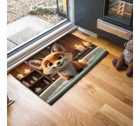 GDJSMIN 3Danimation Style Entryway Rug Indoor,Orange Washable, A Cute Little Fox Is Sitting In The Bathtub Thin Faux Wool Super Soft Door Mat For Kitchen, Entrance, Bedroom,90 X 150 Cm