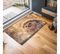 GDJSMIN 45 X 75 Cm Washable Small Entryway Area Rugs, Front Door Mat Little Hedgehog Bubble Indoor Machine Mats, Cute Anime Style Non Slip Low Pile Mat For Bedroom Nursery Kids Room Entry Brown