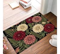 GDJSMIN 80 x 120 cm Gorgeous Flowers Entry Rug - Washable Indoor Mats for Front Door Non-Slip Porch Rug Dahlia Fern Leaf Throw Rugs for Living Room Bedroom Entryway Kitchen Porch Decor