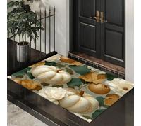 GDJSMIN 80 x 120 cm Washable Small Entryway Area Rugs, Front Door Mat Gold Leaf Pumpkin Indoor Machine Mats, Rural Farm Non Slip Low Pile Mat For Bedroom Nursery Kids Room Entry Beige