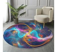 GDJSMIN Abstract Art Style Rugs Round Ø 180Cm Living Room Swirl Line Texture Non-Slip Area Rug Round Machine Washable Floor Carpet Short Pile Soft Circle Rug For Bedroom Nursery,Blue