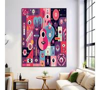 GDJSMIN Abstract Music Visual Element Canvas Wall Art for Home Decor Modern Bathroom Office Wall Decors Paintings Pink Guitar Design Pictures Artwork Print Home Decor 30×40 cm