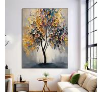 GDJSMIN Abstract Oil Painting Theme Wall Art, Colored Paper Leaves Poster for Reading Room Living Room Decor 80×120 cm Unframed