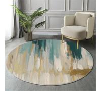 GDJSMIN Abstract Painting Round Rugs Ø80Cm Living Room Non Slip Round Area Rug Short Pile Vertical Lines Texture Bedroom Circle Carpet Washable Soft Floor Mat Rugs For Kids Room Decor,Beige