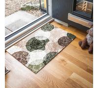 GDJSMIN Abstract Watercolor Entryway Rug Indoor,Green Washable, Concentric Circle Pattern, Super Soft Door Mat For Kitchen, Entrance, Bedroom, Office,90 X 150 Cm