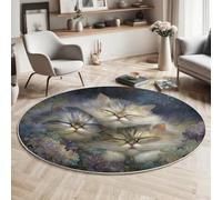 GDJSMIN Animal Persian Cat Design Round Rugs Ø200cm Living Room Non Slip Round Area Rug Short Pile Cute Cat Face Bedroom Circle Carpet Washable Soft Floor Mat Rugs for Kids Room Decor,Beige