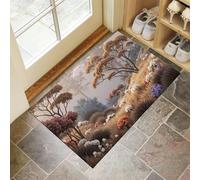 GDJSMIN Australian Forest Landscape Door Mat - Non-Slip Washable Doormat,Tropical Flora Illustration Welcome Dirt Trapper,Water Absorbent Floor Mat For Indoor/Outdoor Use(Beige,40X60cm)
