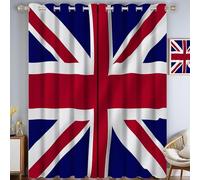 GDJSMIN Blackout Curtains For Bedroom Blue Curtains W 34" X L 45" Drop British Flag Illustration Eyelet Curtain For Living Room Darkening Thermal Insulated Window Curtain Drapes 2 Panel