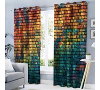 GDJSMIN Blackout Curtains For Bedroom Orange Color Curtains W 52" X L 84" Drop Gradient Brick Wall Eyelet Curtain For Living Room Darkening Thermal Insulated Window Curtain Drapes 2 Panel