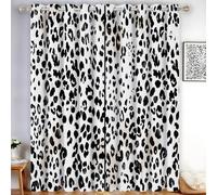 GDJSMIN Blackout Curtains, Ring Top Curtain, Animal Theme Window Treatment Thermal Insulated Curtain,Leopard Print Curtains for Bedroom,W 46" x L 54",White, 2 Panel Set
