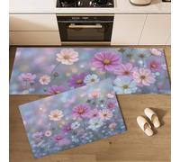 GDJSMIN Blush Powder Kitchen Rug Pink Cosmos 44×70Cm+44×120Cm Washable Non-Slip Kitchen Rug Set, Dreamy Garden Scene Home Decoration Floor Mats For Floor Home,Sink,Laundry