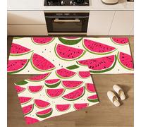 GDJSMIN Blush Powder Kitchen Rug Watermelon Slice Pattern 40×60Cm+40×120Cm Washable Non-Slip Kitchen Rug Set, Minimalist Fruit Home Decoration Floor Mats For Floor Home,Sink,Laundry