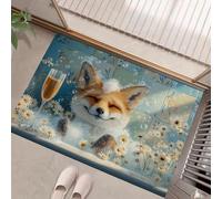 GDJSMIN Cartoon Animals Entryway Rug Indoor,Orange Washable, A Cute Fox Is Lying In The Bathtub Thin Faux Wool Super Soft Door Mat For Kitchen, Entrance, Bedroom,90 X 150 Cm