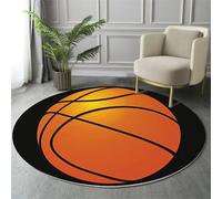 GDJSMIN Cartoon Shapes Rugs Round Ø 150Cm Living Room Basketball Clip Art Non-Slip Area Rug Round Machine Washable Floor Carpet Short Pile Soft Circle Rug For Bedroom Nursery,Caramel Orange