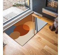 GDJSMIN Circular Diagonal Textures Entryway Rug Indoor Door Mat, Washable Low Pile Modern Abstract Art Rug, Non-Slip Bedroom Carpet For Front Door Entrance Welcome Mat, 45 X 75 Cm, Orange Color