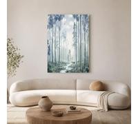 GDJSMIN Cranes Trees Streams Canvas Wall Art Ink Forest Pictures Printed Poster Wall Decor For Bedroom Living Room Bathroom 60×90 Cm Frameless - Light Blue