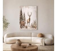 GDJSMIN Deer Bear Pine Tree Canvas Wall Art, Forest Animals Wall Decor Poster Prints, Canvas Unframe Prints Room Decor For Living Room Bathroom Bedroom Home 40×50 Cm