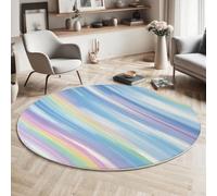 GDJSMIN Diagonal Stripe Design Round Rugs For Living Room,Abstract And Dynamic Style Washable Area Rugs For Bedroom, Non Slip Soft Low Pile Floor Carpet For Home Decor,60Cm, Blue