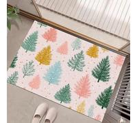 GDJSMIN Door Mat 80 x 120 cm - Simple Christmas Design Machine Washable Mat Super Christmas Tree Pattern Soft Non Slip Doormat Indoor Outdoor Water Floor Mats Heavy Duty Entrance Rug,Light Pink